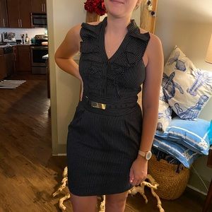 Express Design Studio Pin Stripe Ruffle Dress Sz 4
